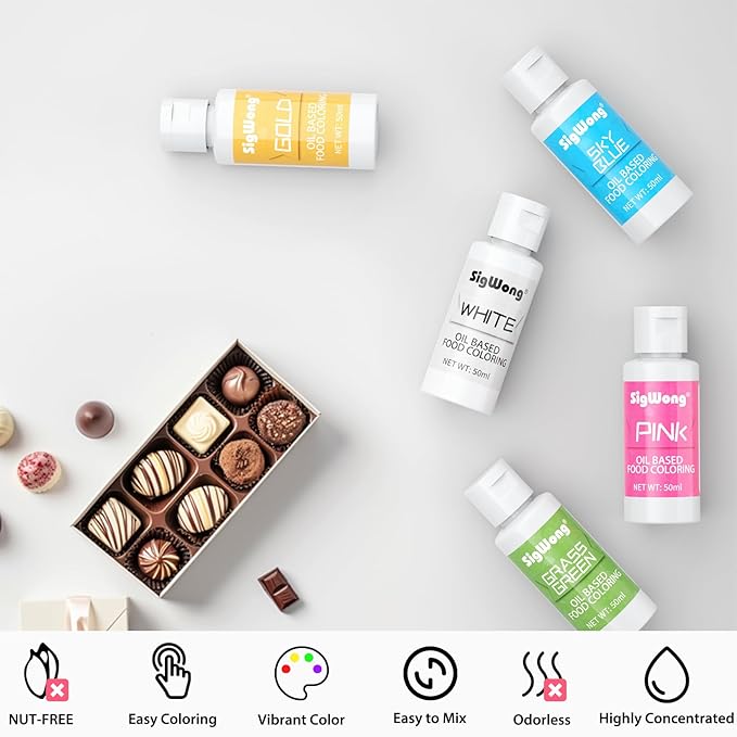 Oil Based Food Coloring for Chocolate - 50ml White Upgraded Edible Oil Based Food Dye for Cake Decorating, Icing Frosting, Fondant, Baking, Candy Melts, Cookie, Meringues - 1.69 Fl.Oz Bottles