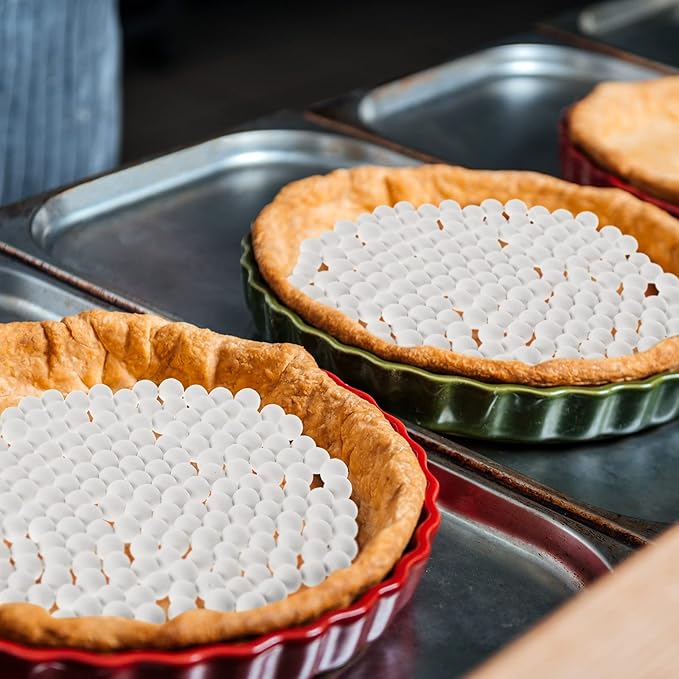 Tessco Pie Weights for Blind Baking, 3.2 lb Ceramic Pie Weights Beads to The Rim Crust Reusable Ceramic Stoneware with Plastic Container(White)