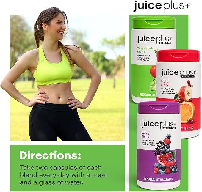 JuicePlus+ Fruit, Vegetable & Berry Blend: Nutrient-Packed Ingredients For Heart Health, Immune Function, Cognitive Performance, & Radiant Skin - Prepacked 3 bottles (60 servings of Fruit, Veg, Berry)