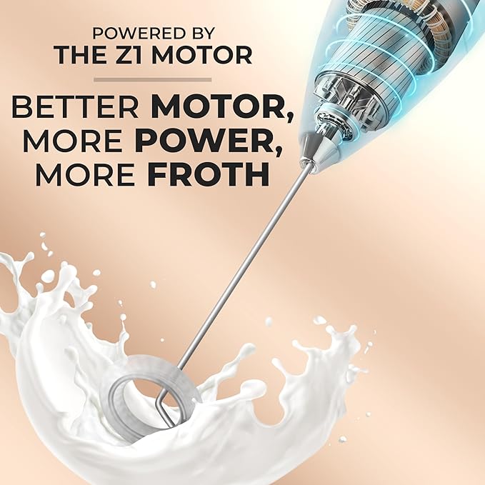 Zulay Kitchen Powerful Milk Frother Wand - Ultra Fast Handheld Drink Mixer - Electric Whisk Foam Maker for Coffee, Lattes, Cappuccino, Matcha & Creamer