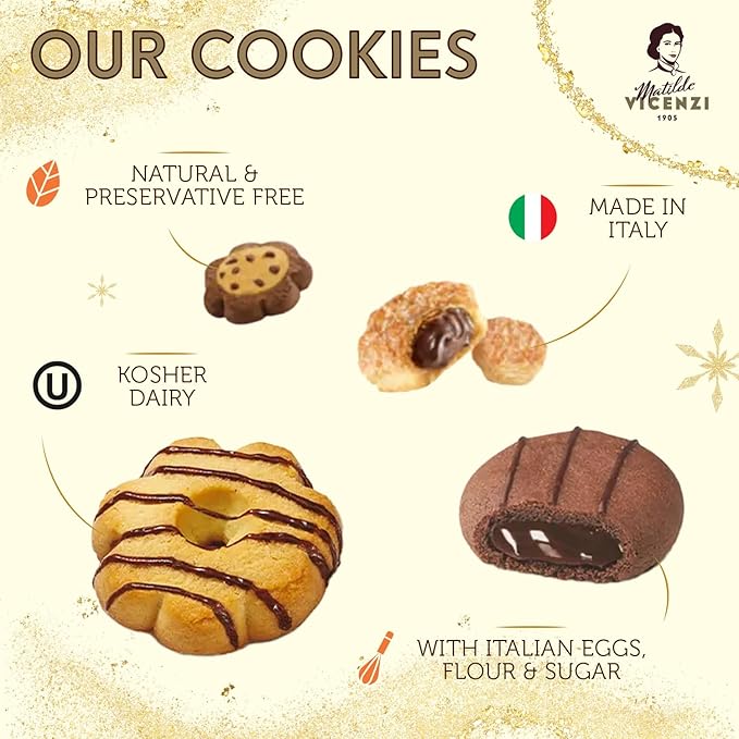 Matilde Vicenzi Mediterraneo Cookie Gift Tin - Italian Pastries & Cookies in Individually Wrapped Trays - Gourmet Gifts For Thanksgiving, Christmas - Assorted Cookies in Italian Design Tin 32.5oz (920g)
