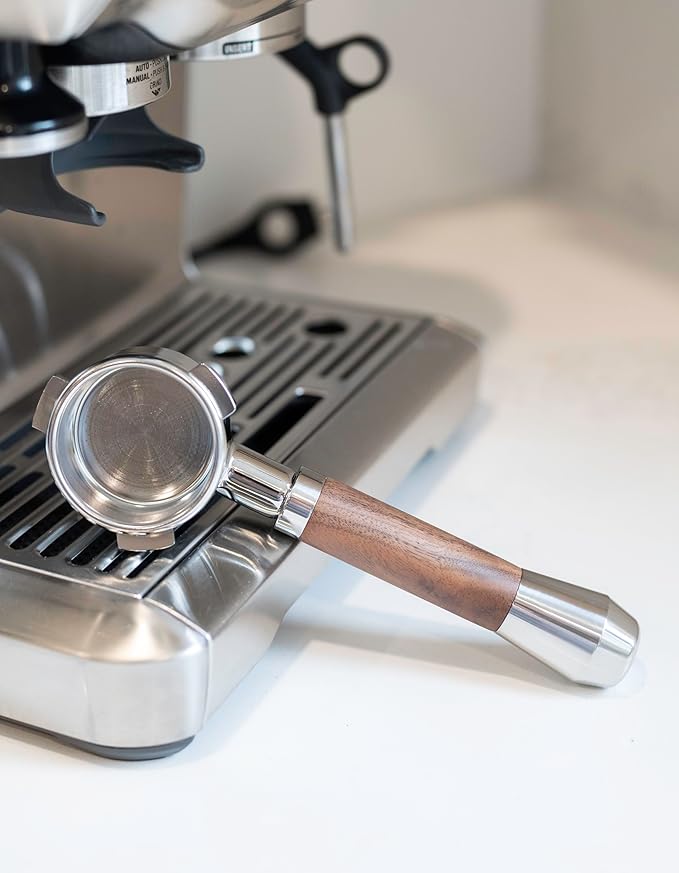 LILQ 54mm Spouted Portafilter Compatible with Breville Barista Express, Barista Pro, Bambino, and More – 18-20g basket included (WalnutV2Fusion, 54mm Double Spouts)