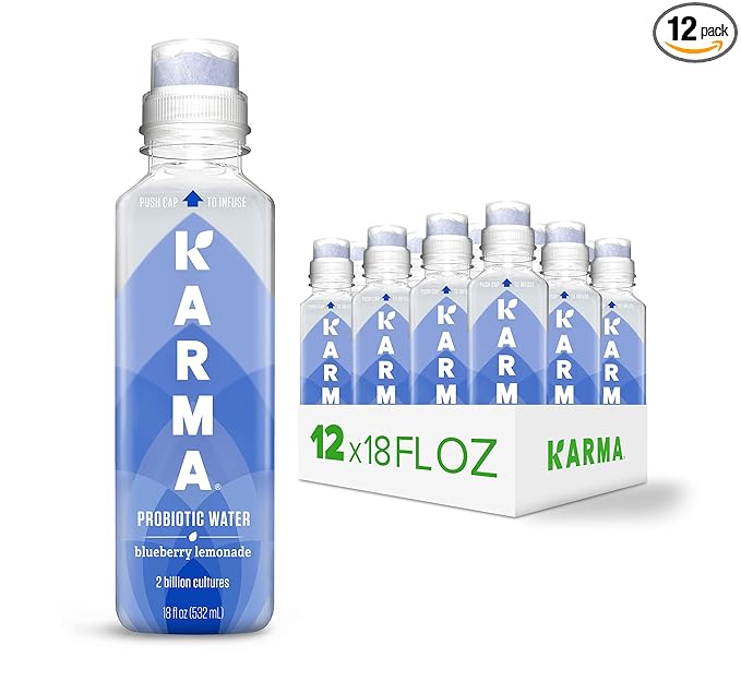 Karma Probiotic Water - 12 Pack, Blueberry Lemonade Drink - Immune & Gut Health Support