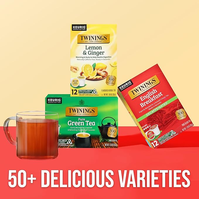 Twinings Decaffeinated English Breakfast Black Tea 72 K-Cup Pods for Keurig, 12 Count (Pack of 6), Smooth, Flavourful, Robust, Enjoy Hot or Iced