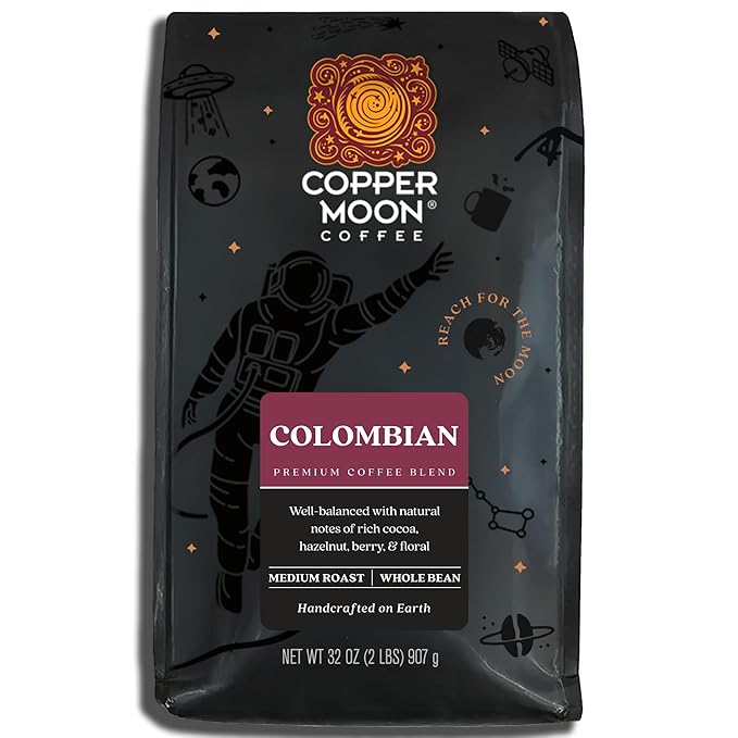 Copper Moon Medium Roast Whole Bean Coffee, Colombian Blend, 2 Lb