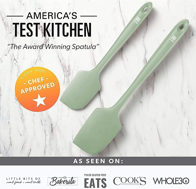 di Oro Living Silicone Spatula Set - Rubber Kitchen Spatulas for Baking, Cooking, Mixing - 600°F Heat-Resistant & BPA Free Silicone Scraper Spatulas for Nonstick Cookware - Dishwasher Safe (3pc, Sage)