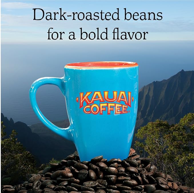 Kauai Coffee Na Pali Coast Dark Roast - Compatible with Keurig Pods K-Cup Brewers (4 Packs of 12 Single-Serve Cups)