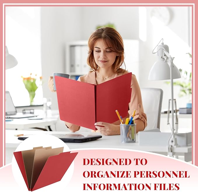 36 Pcs Classification Folders Letter Size, Back to School Supply for Teacher, Student, 2 Pocket Dividers Pressboard File Folder Bulk with 2 Fasteners, 2 in Expanding File Organizer (Red)