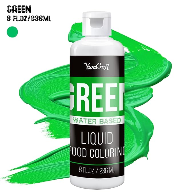 Food Coloring Liquid - Vibrant Color Food Coloring for Cake Decorating, Baking, Easter Egg, Icing - Tasteless Food Color Dye for Fondant, Cooking, Slime, Airbrush (Green, 8 Fl.oz)