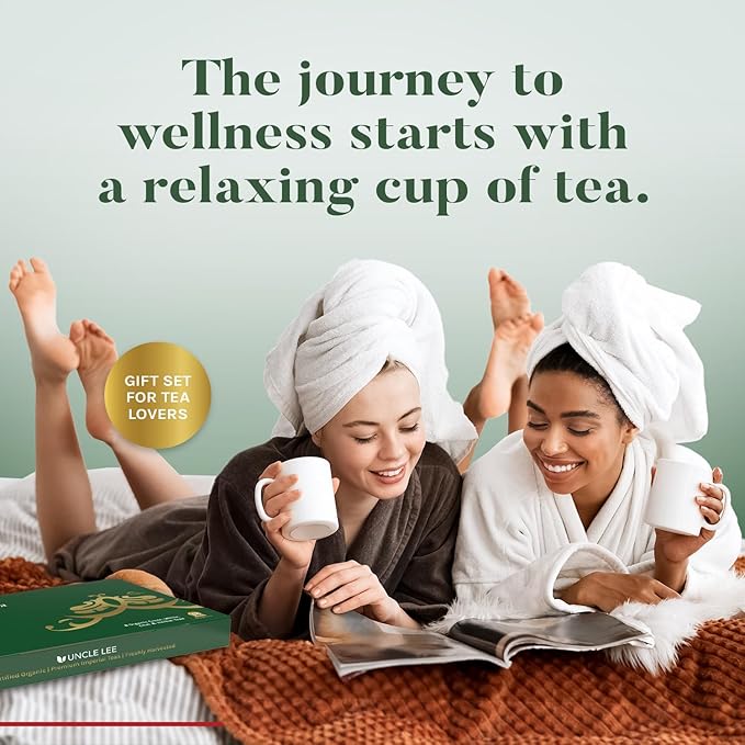 Uncle Lee’s Organic Tea Variety Gift Set – Wellness Collection with 8 Teas (6 Bags Each) in a Premium Gift Box, 3.3 Oz