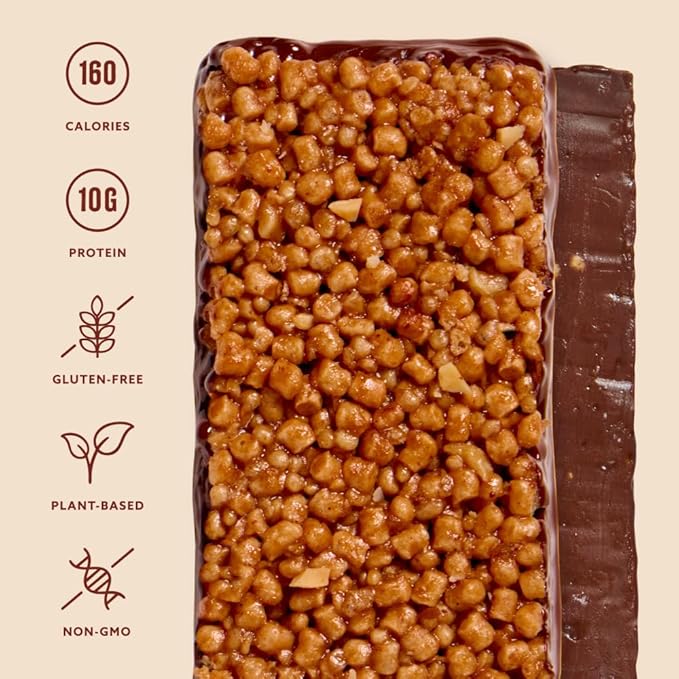 Mezcla Puff Crispy Protein Bars, Gluten Free & Vegan Protein Bars, 10g Protein, Alt for Crispy Rice Treat, Granola Bars & Breakfast Bars, Healthy Snacks for Adults, Hazelnut Chocolate, 12 Pack