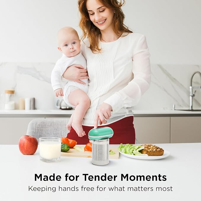 Kitchen Mama Mini Plus Rechargeable Electric Can Opener: USB-C Charging, Hands-Free, Auto Stop, Compact, Cordless, Smooth Edge - Perfect for Seniors with Arthritis, Home, and Travel (Teal)