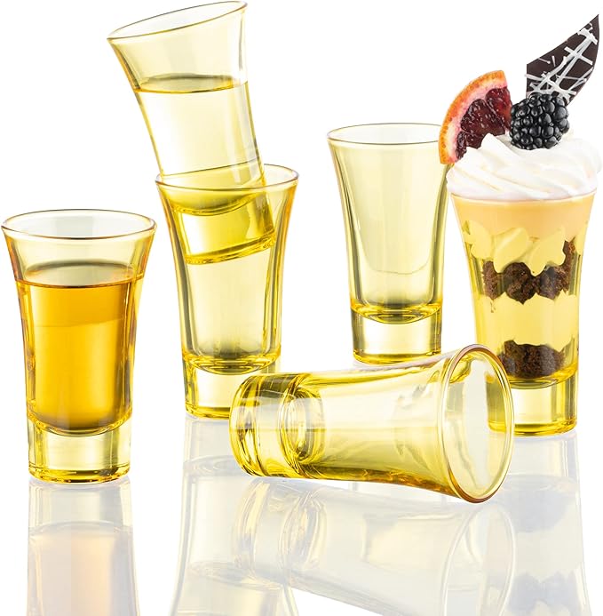 M&N HOME Yellow Shot Glass Set, 2 Oz Set of 6 Colored Shot Glasses, Whiskey Glasses, Tequila Shot Glasses, Cocktail Glasses, Shot Glasses for Vodka, Spirits & Liquors, Shot Glass Gifts (Yellow Set)