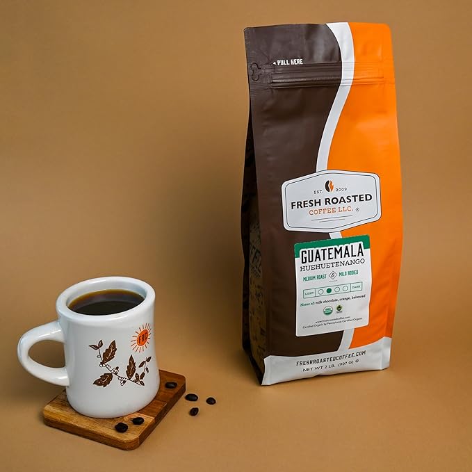 Fresh Roasted Coffee, Organic Guatemala | Single Origin, USDA Organic, Mold & Myco 3rd Party Tested, Kosher | Medium Roast 2 lb (32 oz) Ground