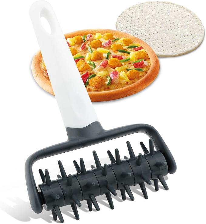 Pizza Dough Docker,Pastry Roller with Spikes Docker Dough Bubble killer Pie Docker Roller for Home Kitchen Pizza Making Accessories(COLOR:Dark grey)