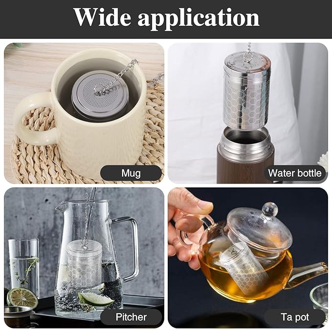 2 Pack Large Tea Strainers for Loose Tea, Tea Infusers for loose Tea Fine Mesh Stainless Tea Strainer Loose Leaf Tea Steeper for Black Tea, Spices and Seasonings