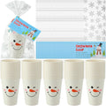 50 Sets Christmas Snowman Soup Kits for Classroom Coworker Gift 12 Oz Winter Snowman Paper Cups for Hot Cocoa Chocolate Marshmallow Soup Tags Clear Xmas Bags (Classic)