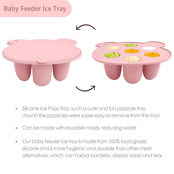 Silicone Baby Food Freezer Tray with Teething Popsicle Molds - Baby Fruit Feeder and Breastmilk Teether Combo
