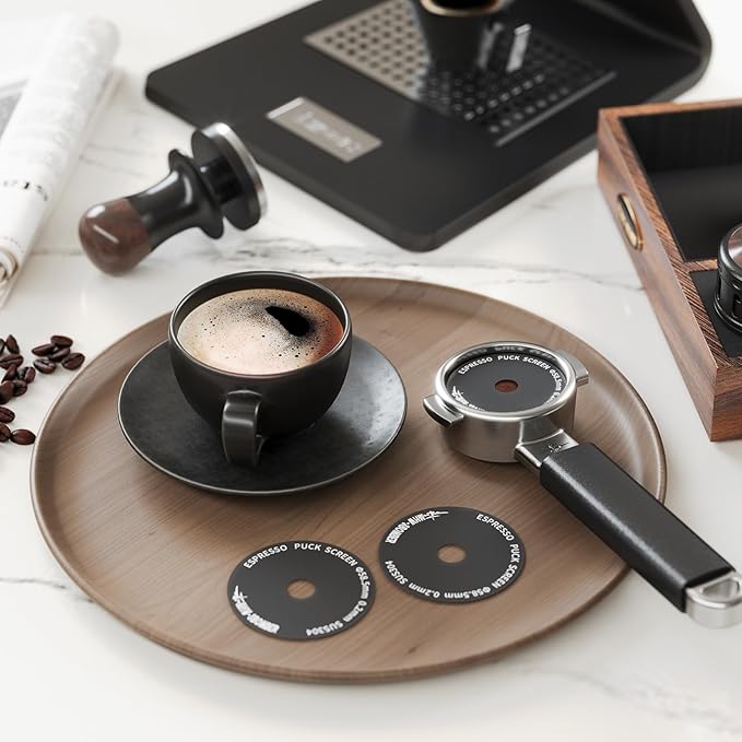 MHW-3BOMBER 51mm Espresso Puck Screen - 0.2mm Ultra Thin Espresso Puck - Metal Reusable Coffee Filter for Portafilter Basket 51mm - Puck Screen with Titanium Coating FG5640-OS