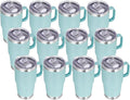 VEGOND 20 oz Tumbler Bulk with Handle Lid and Straw, Stainless Steel Insulated Travel Coffee Mug Set, Spill Proof Double Wall Metal Tumblers Cups, Mint Green 12 Pack