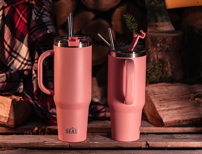 Beast 42 oz Tumbler Stainless Steel Vacuum Insulated Coffee Ice Cup Double Wall Travel Flask (Blossom Pink)