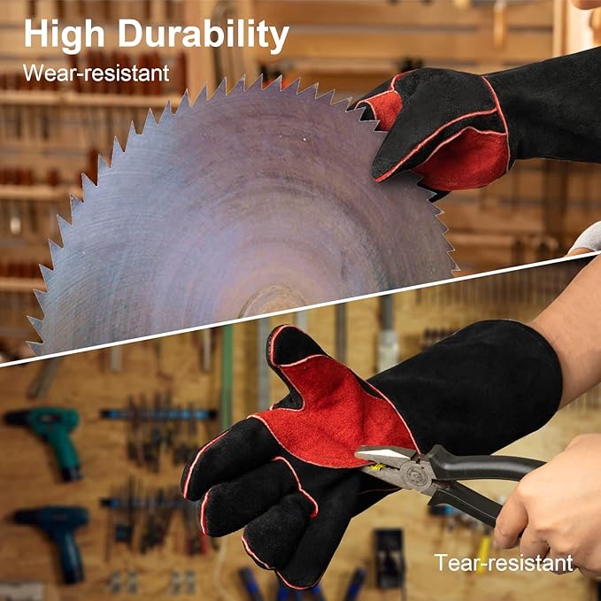 ARCCAPTAIN Leather Forge Welding Gloves, Heat/Fire Resistant 16 inches Gloves for Stick,Mig,Tig,Forge,BBQ,Grill,Fireplace,Wood Stove,Furnace,Oven,Pot