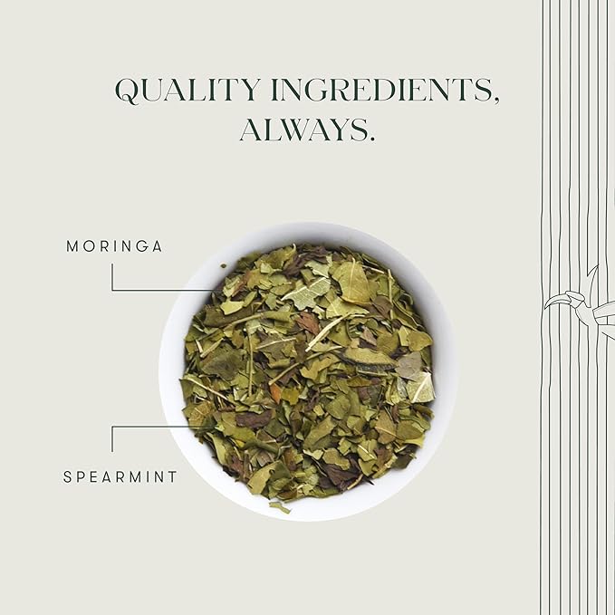 Luxmi Estates - Moringa Mint Tea Loose Leaf - 50g (25 cups) | Organic Moringa and Mint | Great for Digestion and Detox