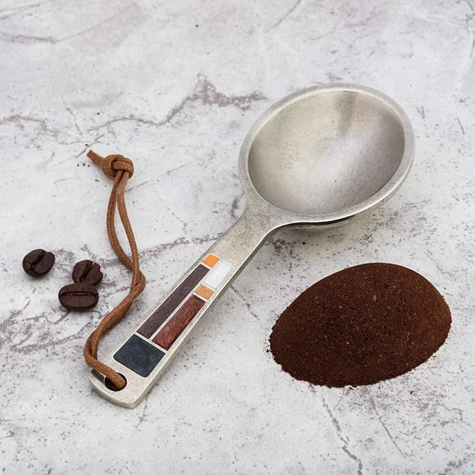DANFORTH – Riversong/Mocha Coffee Scoop/Spoon – Handcrafted Pewter Coffee Scoop For Ground Coffee – 5 ½” – Made In USA