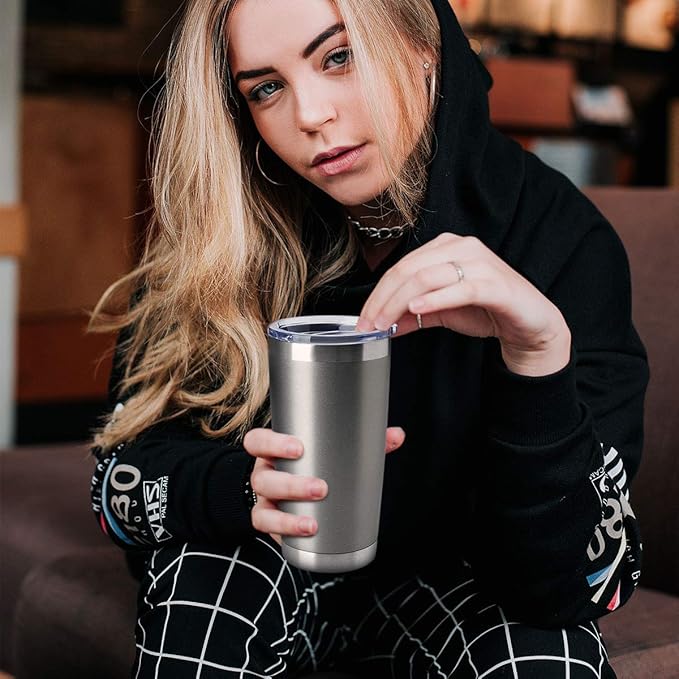 HASLE OUTFITTERS 20oz Tumblers Bulk Stainless Steel Cup with Lid Double Wall Vacuum Insulated Coffee Mug for Cold & Hot Drinks 1 Pack, Grey