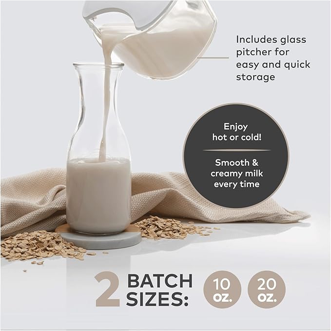 ChefWave Milkmade Dairy Alternative Vegan Nut Milk Maker Machine Almond Milk Soy Milk Oat Milk Cashew Milk Coconut Milk Macadamia Milk, No Soaking, Auto-Clean, Delay Start, Recipe Book - Silver/Black
