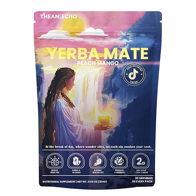 Yerba Mate Peach Mango Tea - Super Calm Yerba Mate - Low Sugar Content, Clean Energy with No Crash - Stay Refreshed and Focused Throughout the Day - Ideal for Health Enthusiasts - 30 Servings