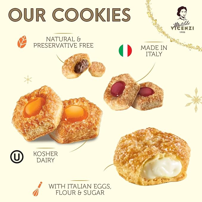 Pasticceria Matilde Vicenzi 5 O'Clock Tea Time Cookie Assortment Gift Tin - Butter Pastries, Chocolate & Vanilla Filled Gourmet Cookies - Bakery Snacks Made in Italy for Gifting - 13.76oz (390g)
