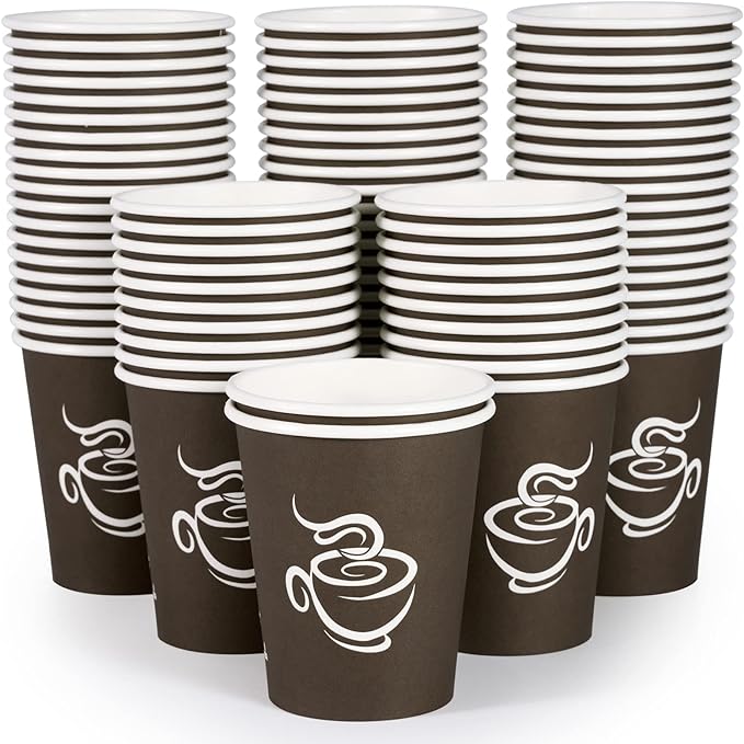 LITOPAK 400 Pack 8 oz Paper Cups, Brown Disposable Hot Coffee Cups for Party, Picnic, Travel, and Events