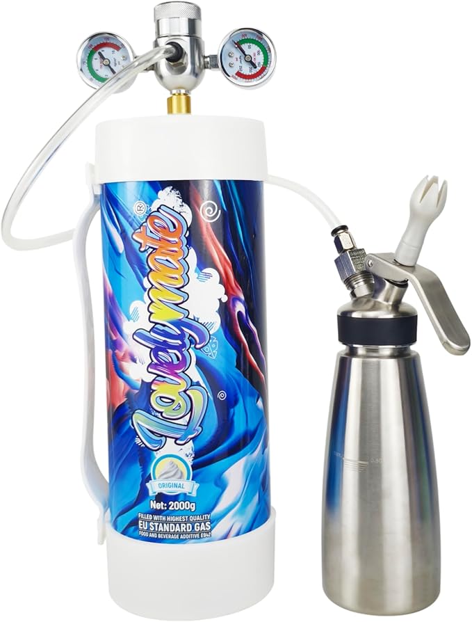 Whipped Cream Charger Tank 3.3L 2000G Whip Cream Charger Cylinder Food Grade Flavored (Tips Included) (1, Original)