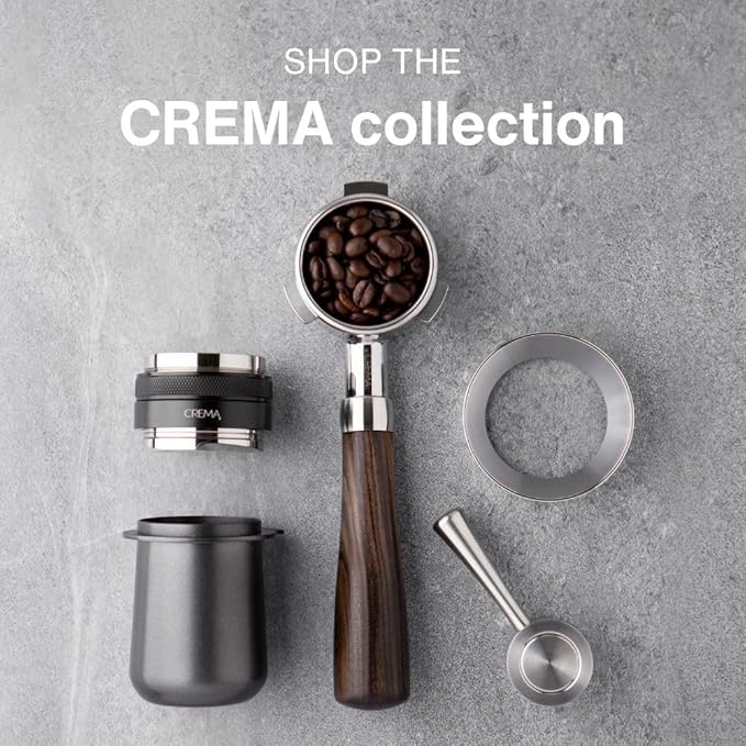 Crema Coffee Products 54mm Hand Tamper & Coffee Distributor | Compatible with 53.3mm Breville Portafilters | Double-Sided,Adjustable Depth Tool | Made with Durable 304 Stainless Steel | Silver