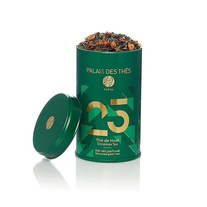 Palais des Thés - N°25 Green Tea - Holiday Blend with Citrus, Rose, Almond, and Spices - 3.5oz Loose Leaf Metal Gift Tin, Serves 20-25 Cups