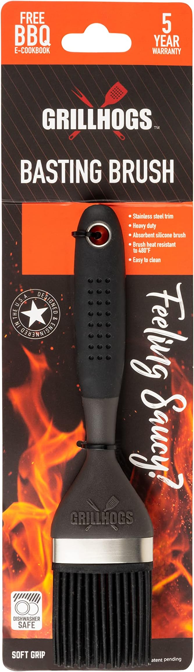 Silicone Sauce Basting Brush, Premium Soft Touch Handles, Pastry and Oil Brush & Barbecue Grilling, Dishwasher Safe & Heat Resistant, 7.5"