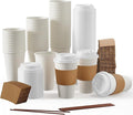 JOLLY PARTY [50 Pack] 16 oz Paper Coffee Cups, Disposable Paper Coffee Cup with Lids, Sleeves, and Stirrers, Hot/Cold Beverage Drinking Cup for Water, Juice or Tea, Suitable for Home, Shops and Cafes