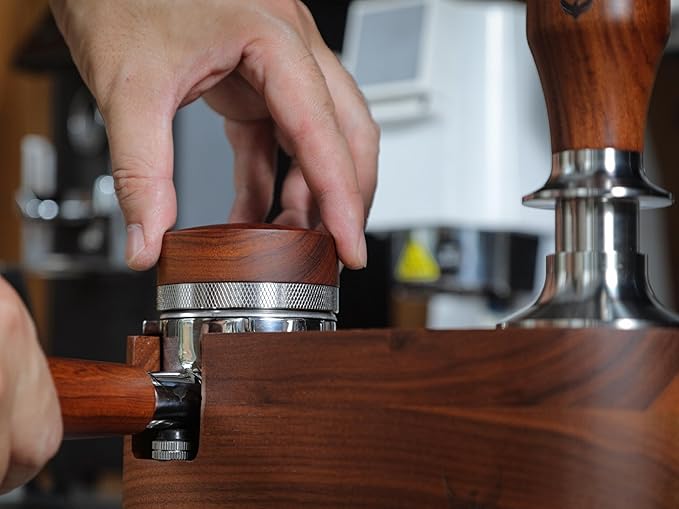 51.5mm Espresso Distribution Tool for La Pavoni Post Millenium Models Wooden Coffee Distributor Adjustable Depth Stainless Steel Espresso Leveler