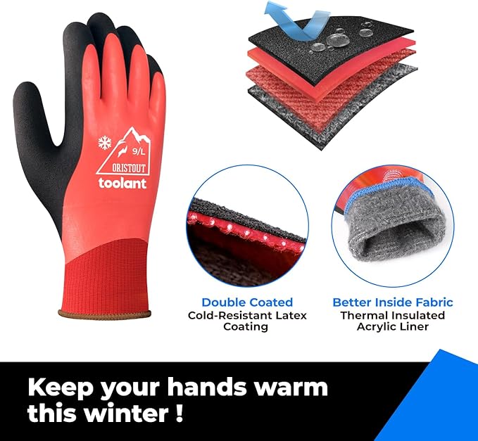 Waterproof Winter Work Gloves for Men and Women, Touchscreen, Freezer Gloves, Thermal Insulated, for Cold Weather