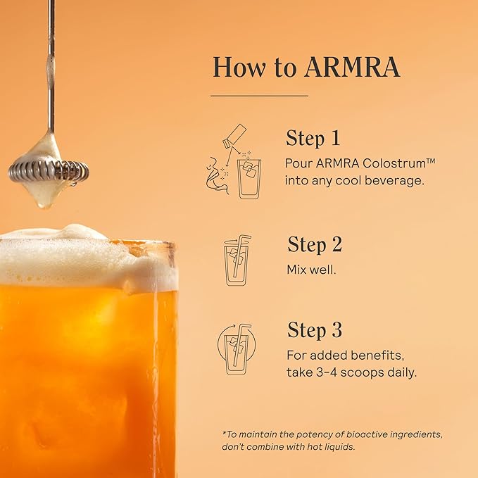 ARMRA Colostrum™ Powder | Blood Orange | Gut Health & Bloating | Skin & Hair | Immunity | Keto, Gluten & Fat-Free | 30 Servings