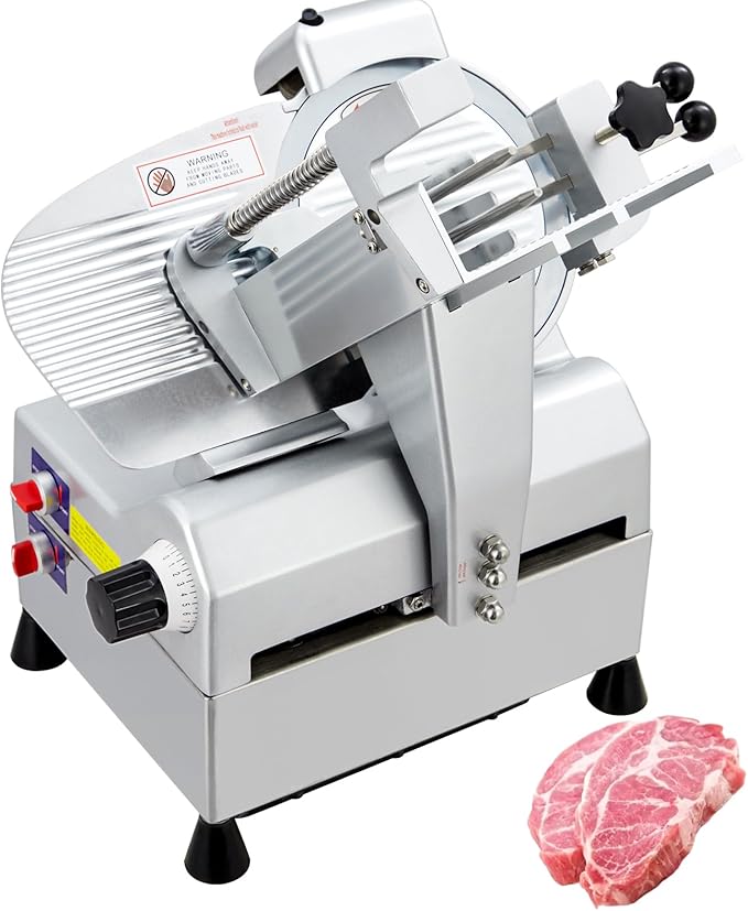 Dual Motor Automatic Meat Slicer 370W + 550W Power | 13" Sharp Carbon Steel Blade, 0-16mm Adjustable Thickness | Ideal for Deli Meats, Cheeses & Home Kitchen Use
