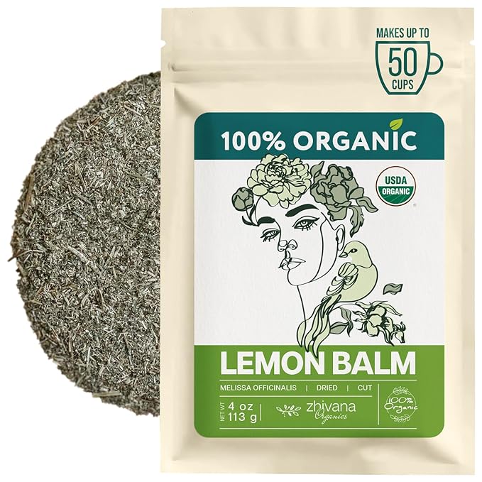 Lemon Balm Tea Organic - Lemon Balm Herb Loose Leaf - Melissa Tea, Tolonjil Tea Organic –- Anti-Stress, Sleep, Blood Pressure, Digestion - 4 Oz