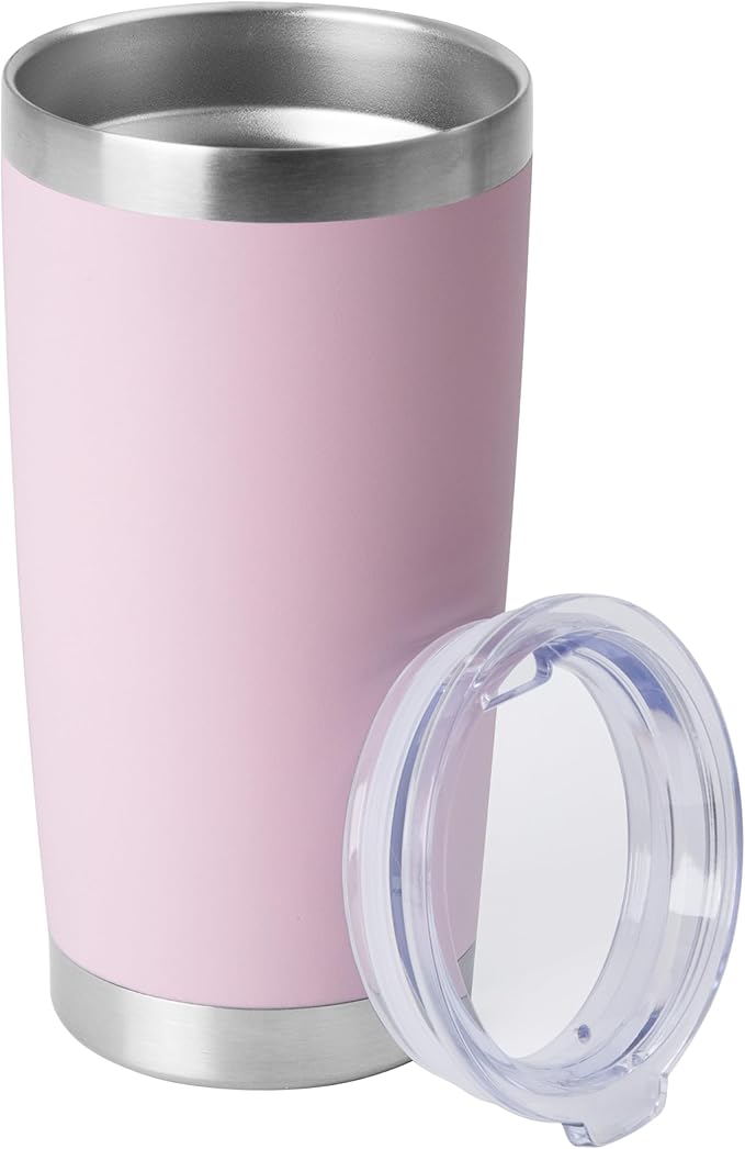 HASLE OUTFITTERS 20oz Stainless Steel Tumblers Bulk, Insulated Travel Cup with Lid, Double Wall Vacuum Coffee Mug for Cold & Hot Drinks 1 Pack, Light Pink