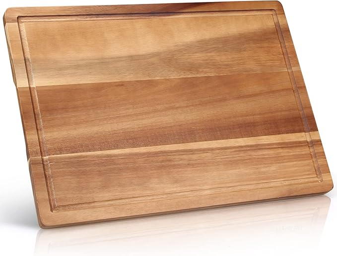 Decorative Acacia Wood Cutting Boards for Kitchen Meat Large Charcuterie Boards Best Hardwood Solid Chopping Board Butcher Block Bread Serving Cheese Board Big Maple Carving Cutting Board Non Toxic