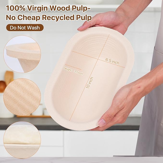 Non-Stick 11‘’ Oval Wood Pulp Banneton Bread Proofing Basket, Sourdough Banneton Basket, Bread Making Tool Brotform Sourdough Bread Baking Supplies