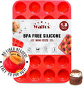 Walfos Mini Silicone Muffin Pan - 24 Cups, BPA Free and Dishwasher Safe, Non-stick Silicone Cupcake Baking Pan, Great for Making Muffin Cakes, Tart, Bread