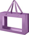 Large Purple Clear Gift Box, 13.5x9x4.1 Inches Gift Box with Window by Handle, Bridesmaid Proposal Box, Collapsible Gift Box with Magnetic Closure (Glossy Purple, 1 Pack)