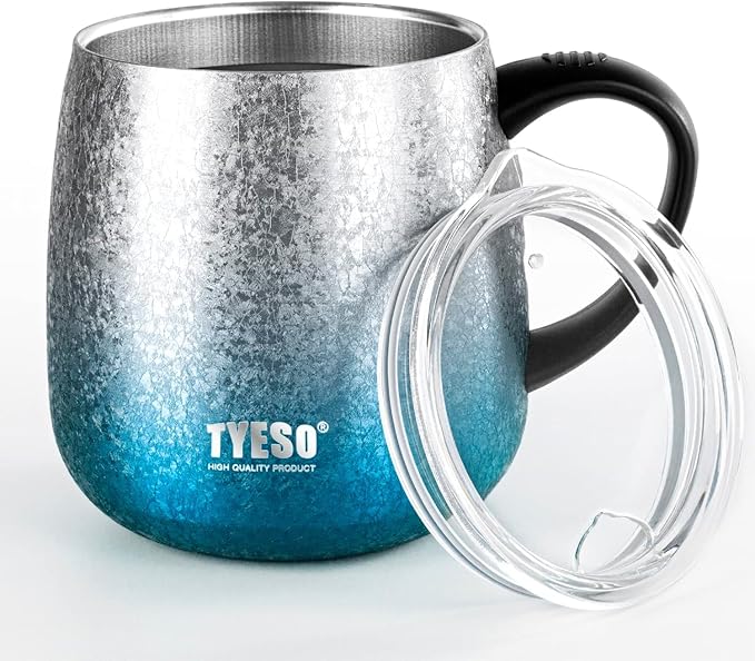 TYESO Office Coffee Mug,Vacuum Insulated Mug Double Wall Stainless Steel Tumbler Cup (Blue, 16 oz)