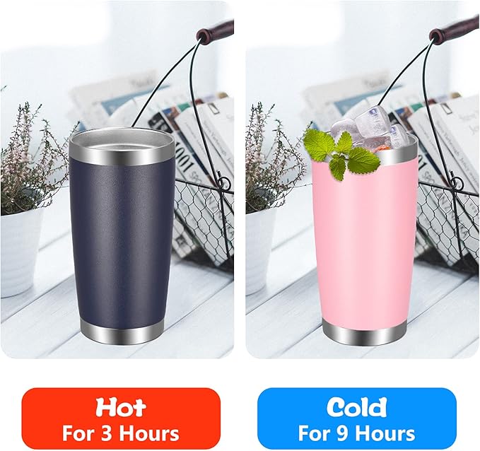 VEGOND 20oz Tumbler with Lid and Straw Stainless Steel Tumbler Cup Vacuum Insulated Double Wall Travel Coffee Mug Powder Coated Coffee Cup(Pink 1 Pack)